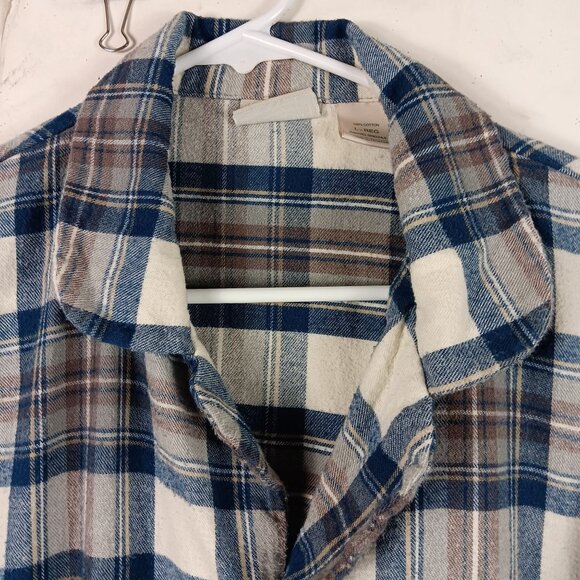 LL Bean Mens Scotch Plaid Flannel Pajama Top Indigo Tartan Size Large Loungewear - Picture 5 of 7